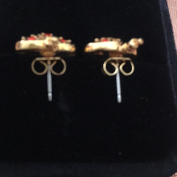 New Gold Pumpkin Earrings Orange Crystals - Picture 5 of 8